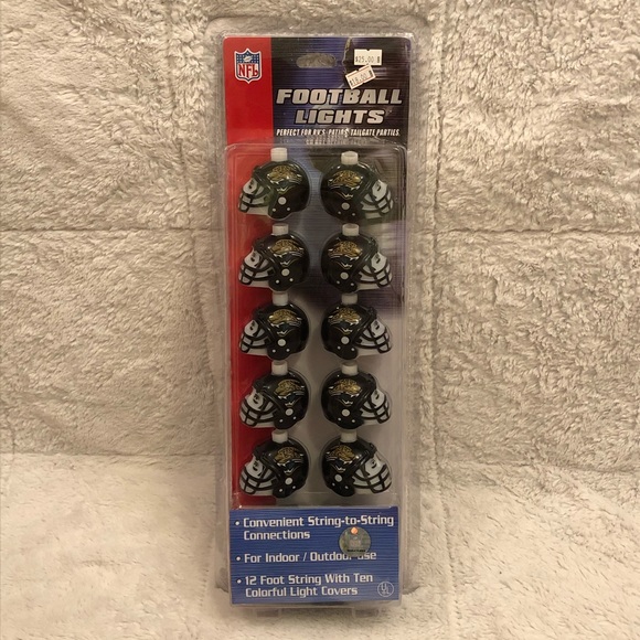 NFL Jacksonville Jaguars 10 Football Helmets String Lights 12’ Party Christmas - Picture 1 of 9